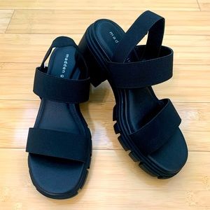 Madden Girl Harly Black Stacked Heel Sandal